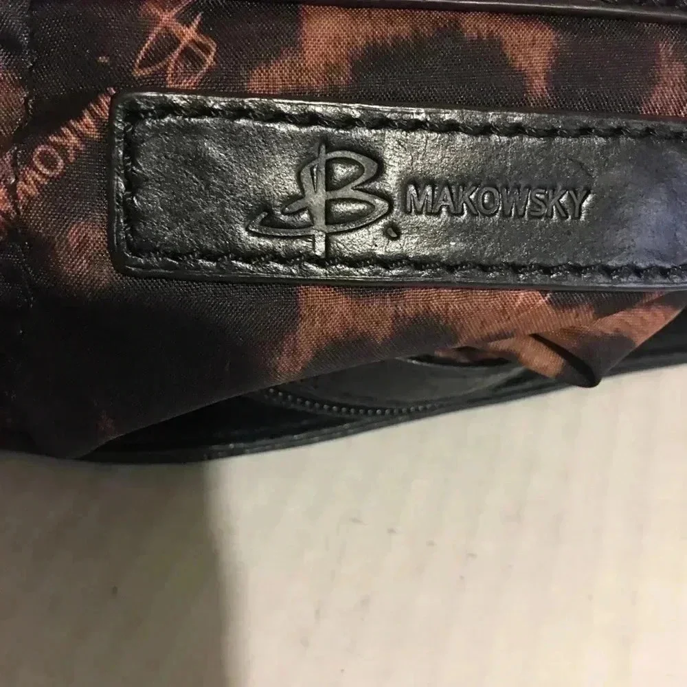 B. Makowsky Black leather hobo leather
